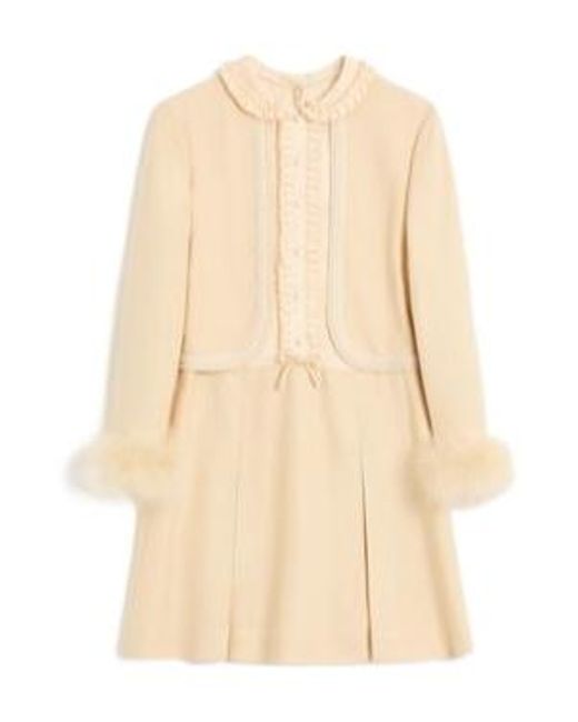 Valentino Natural Feather Detailed Long-Sleeved Mini Dress