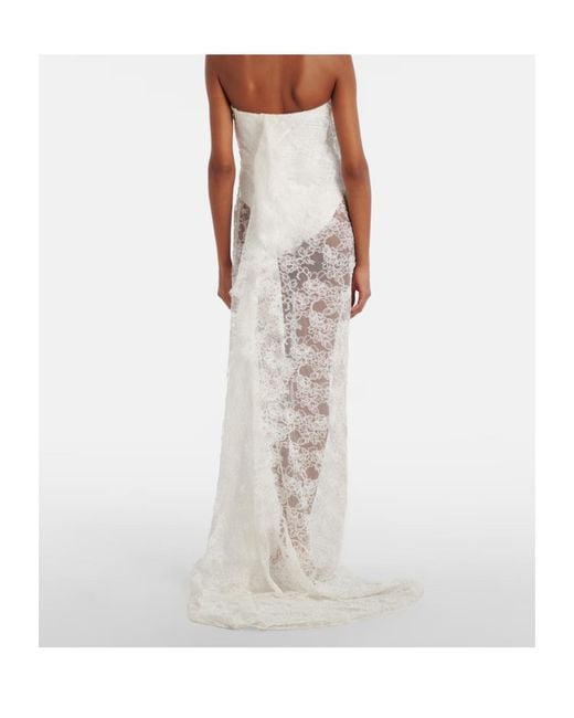 Christopher Esber White Floating Draped Lace Gown