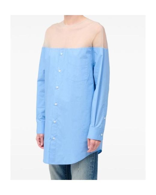 MM6 by Maison Margiela Blue Panelled Long Sleeved Shirt