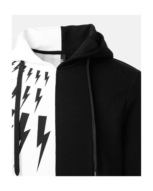 Neil Barrett Black Hooded Matching Color Sweater for men