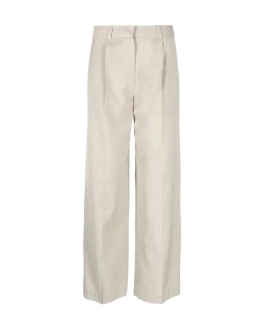Low Classic White High-Waisted Pleated Trousers