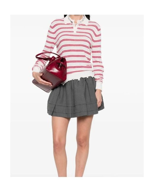 ShuShu/Tong Red Striped Polo Top