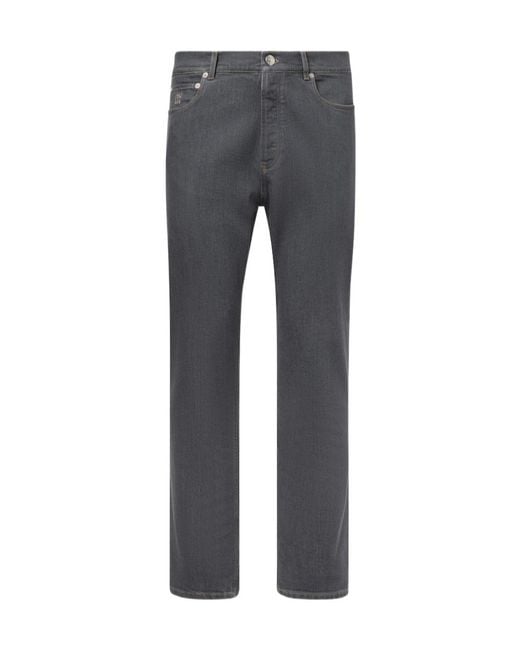 Brunello Cucinelli Gray Logo Straight Jeans for men