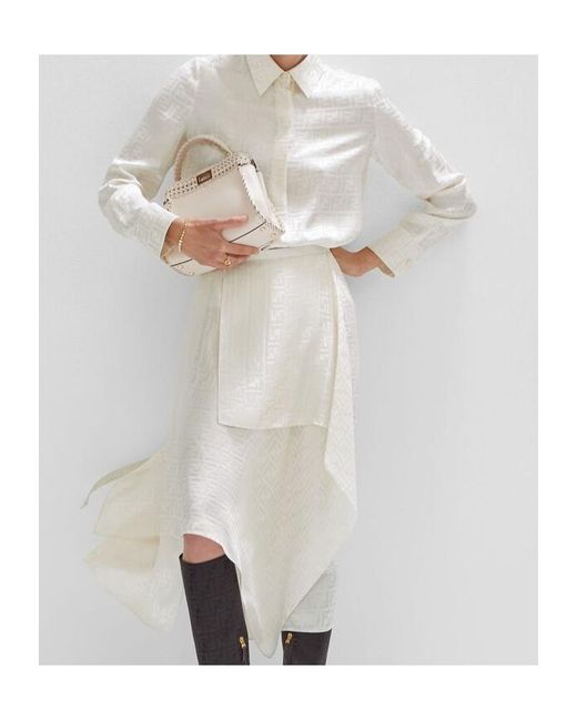 Fendi White Ff Crepe Satin Shirt