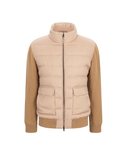 Herno Natural Long-Sleeved Cotton-Padded Jacket for men
