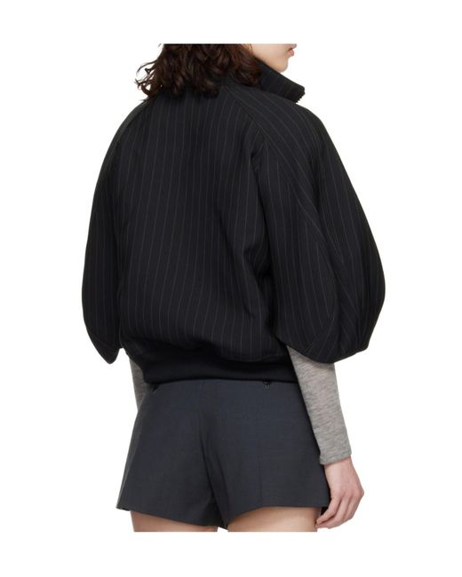 Sacai Black Pinstripe Bomber Coat