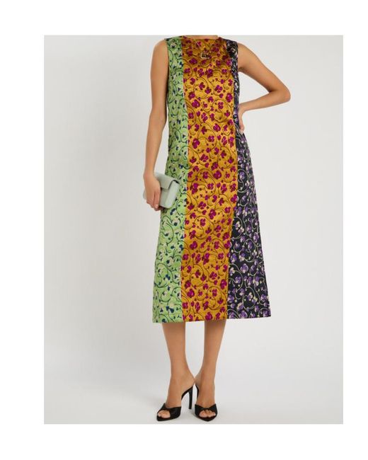 LaDoubleJ Multicolor Column Floral-Jacquard Woven Midi Dress