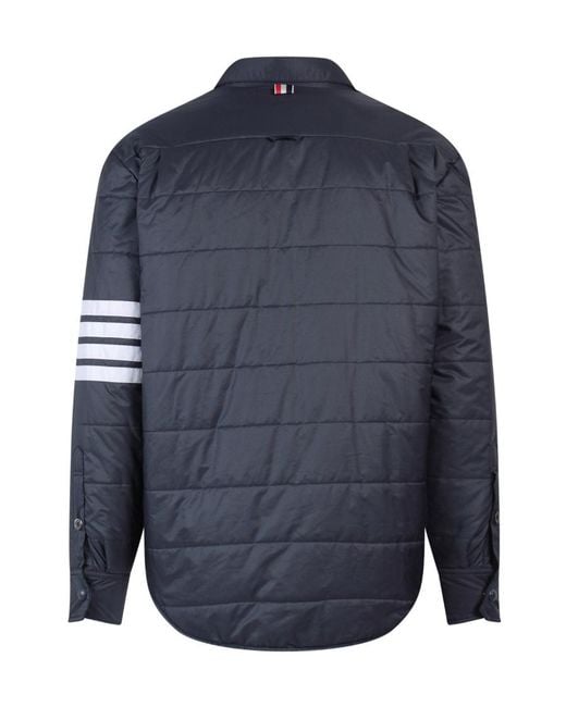 Thom Browne Blue 4-Bar Quilted Shirt Jacket for men