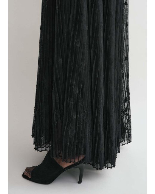 Totême Black Totême Floral Tulle Midi Slip Dress