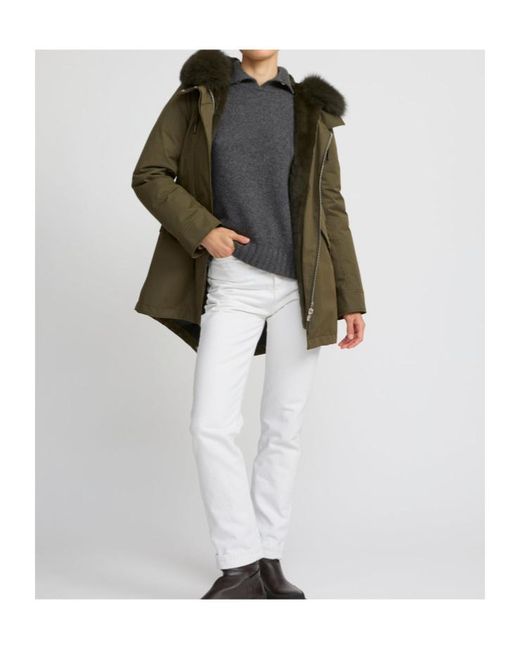 Yves Salomon Green Short Iconic Parka