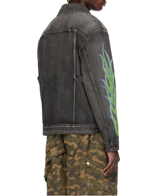 we11done Gray Flame Micro-Label Denim Jacket for men
