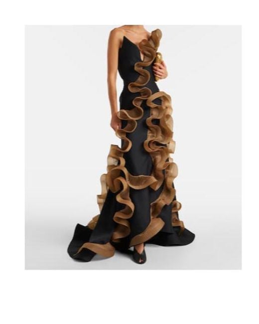 Maticevski Black Explode Ruffled Wool And Silk Gown