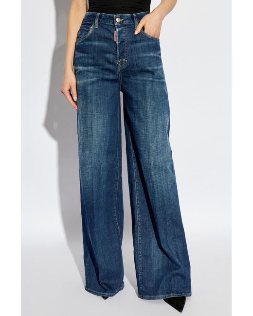 DSquared² Blue Logo Patch Flared Jeans
