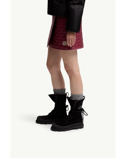 Moncler Black Vera High Suede Lace-Up Boots