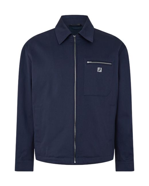Fendi Blue Ff Blouson Sn53 for men