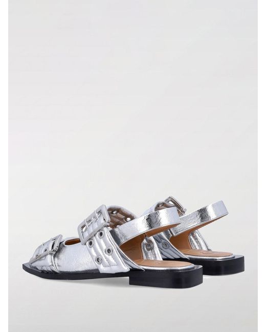 Ganni White Open-Toe Flat Sandals