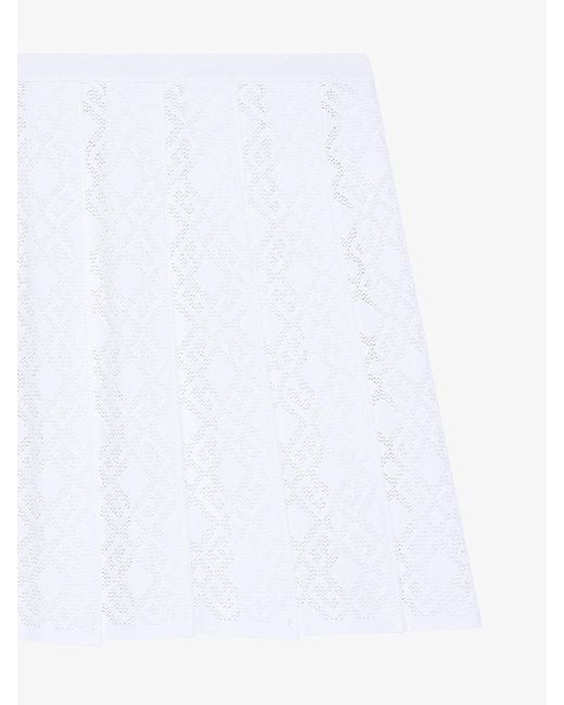 Givenchy White Monogram 72 Jacquard Pleated Mini Skirt