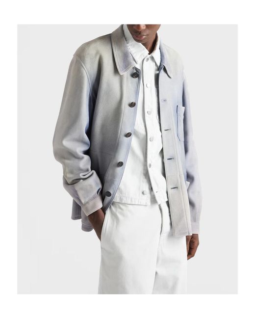 Prada Gray Suede Caban Jacket for men