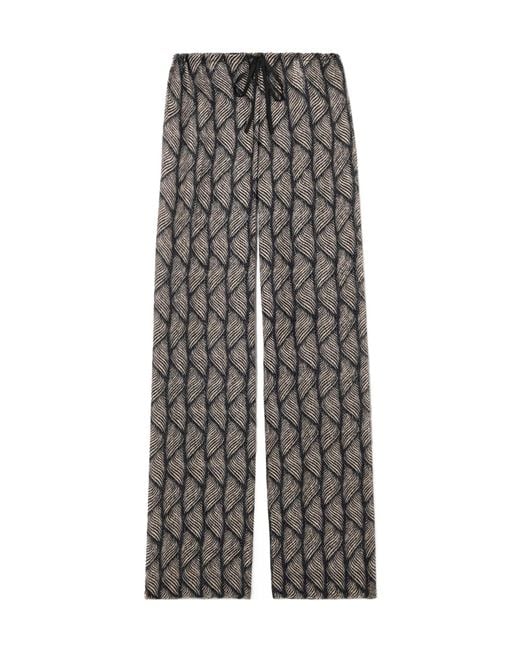 Dries Van Noten Gray Devoré-Velvet Straight-Leg Pants