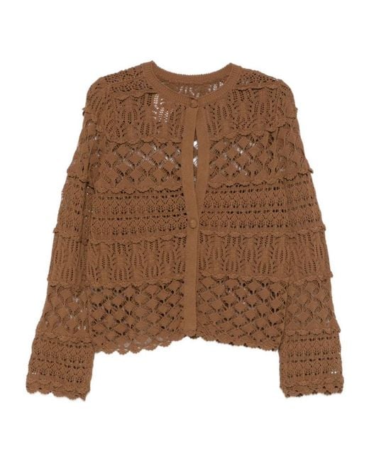 Semicouture Brown Crochet Knit Cardigan