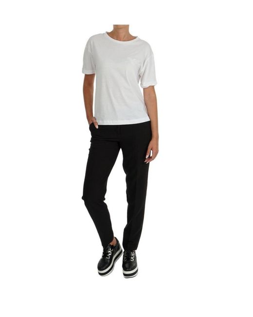 Emporio Armani White T-Shirt With Round Neck And Short Sleeves