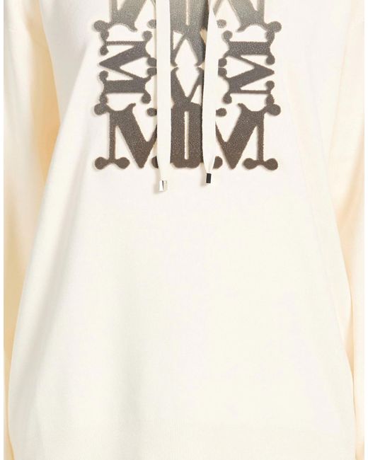 Max Mara White Wool Knitted Hooded Top