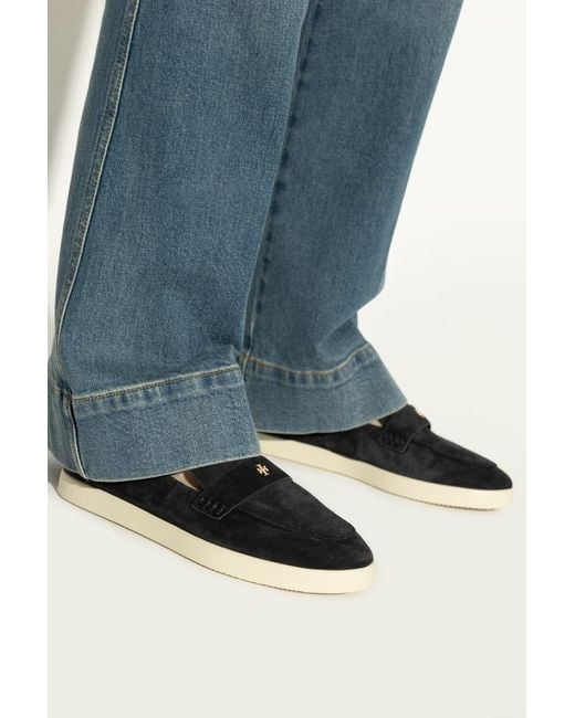 Tory Burch Black Suede Slip-On Loafers