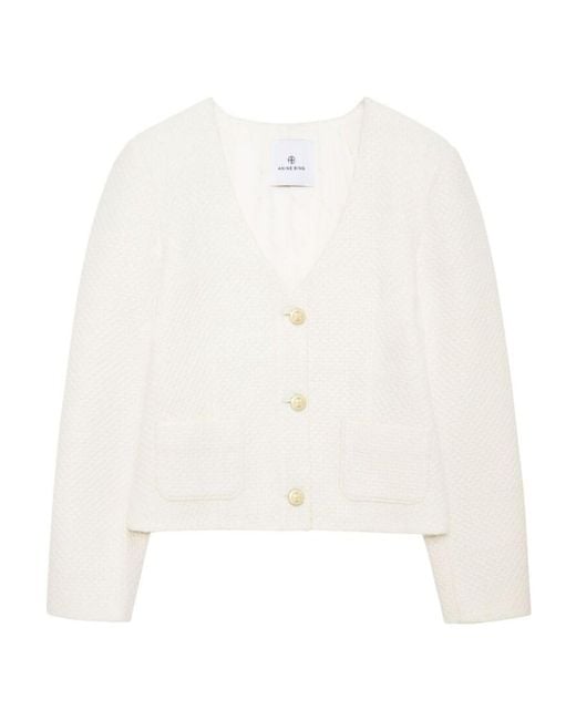 Anine Bing White Anitta V-Neck Cardigan
