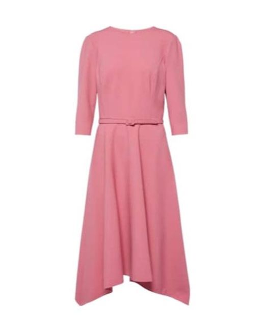 Oscar de la Renta Pink Wool-Blend Midi Dress