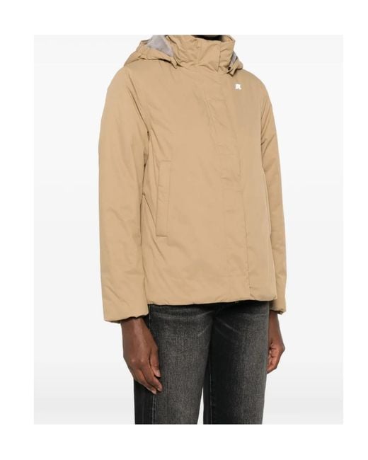 K-Way Natural Marlette Hooded Logo-Patch Jacket