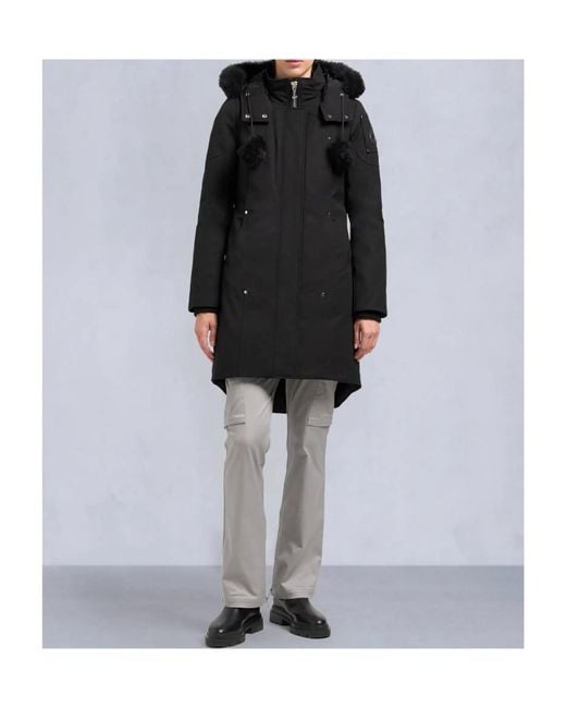 Moose Knuckles Black Logo Plaque Hooded Down Parka