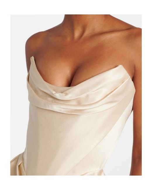 Vivienne Westwood White Galaxy Draped Crêpe Satin Bustier Gown