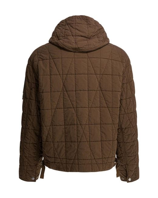 Stone Island Brown Logo Patch Quilted Jacket for men
