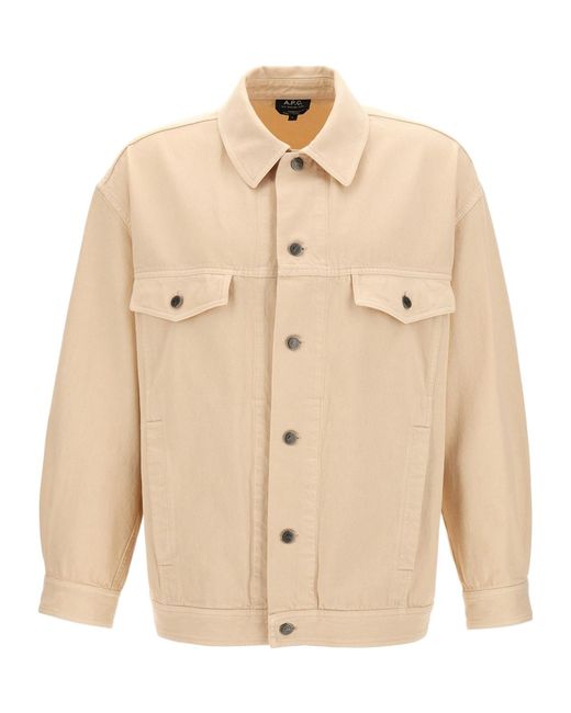 A.P.C. Natural Elvis Buttoned Denim Jacket for men