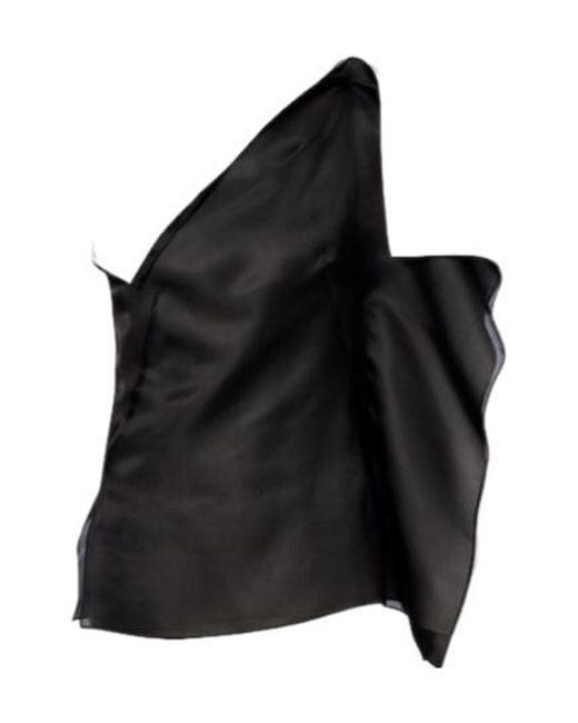 Rohe Black Draped One-Shoulder Silk Top