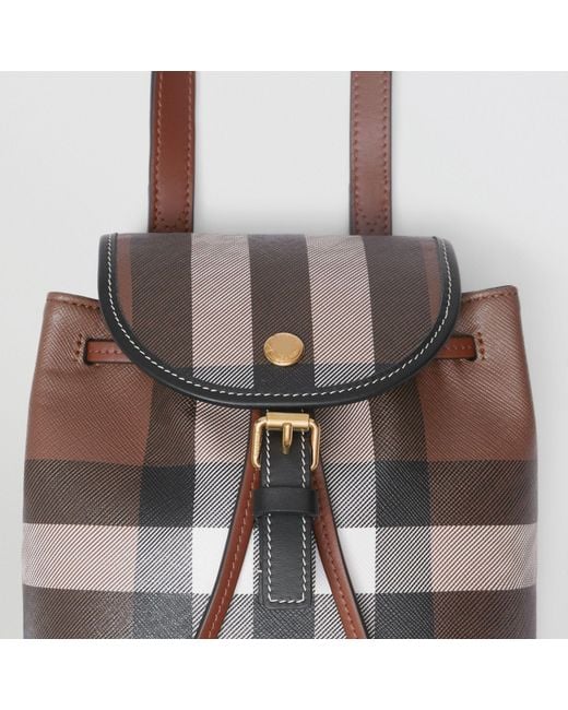 Burberry Brown Checked Foldover Backpack