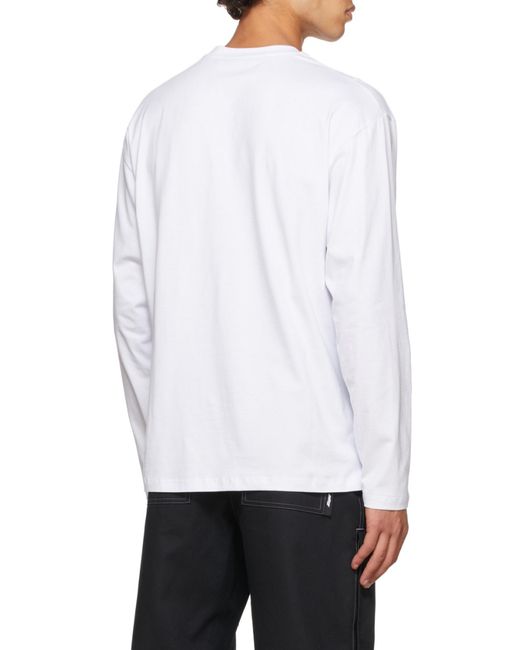 MSGM White Logo Printed Crewneck T-Shirt for men