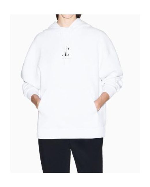 ARMANI EXCHANGE White Logo-Embroidered Hoodie