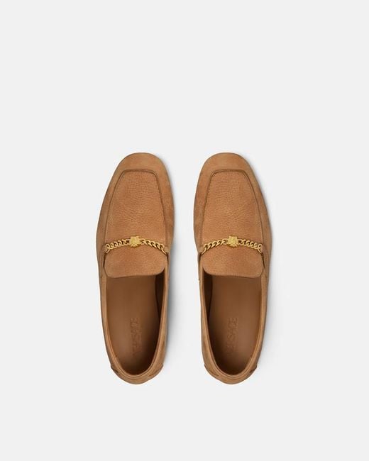 Versace Brown Medusa Round-Toe Loafers for men