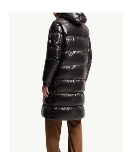 Moncler Black Hanoverian Hooded Square-Quilted Long Down Jacket for men