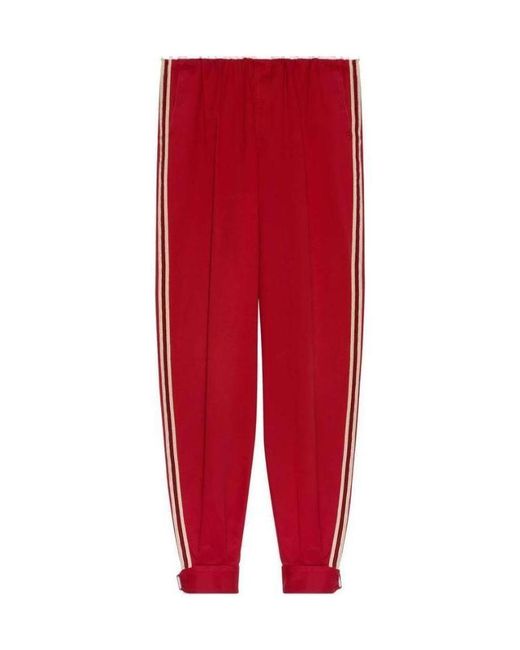 Gucci Red Military Drill Buckled Pants for men