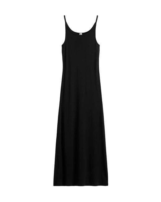 Totême Black Fluid Slip Midi Dress