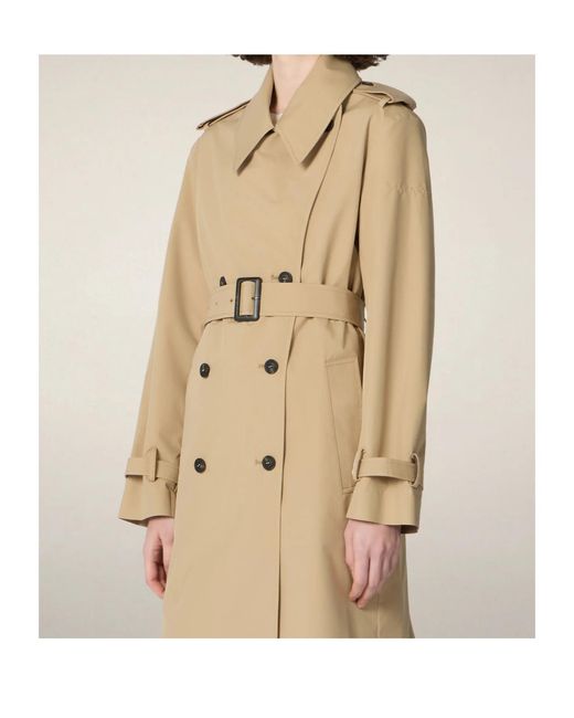 Save The Duck Natural Collared Long-Sleeved Trench Coat