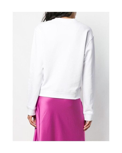 Moschino White Logo Flower Embroidered Sweater