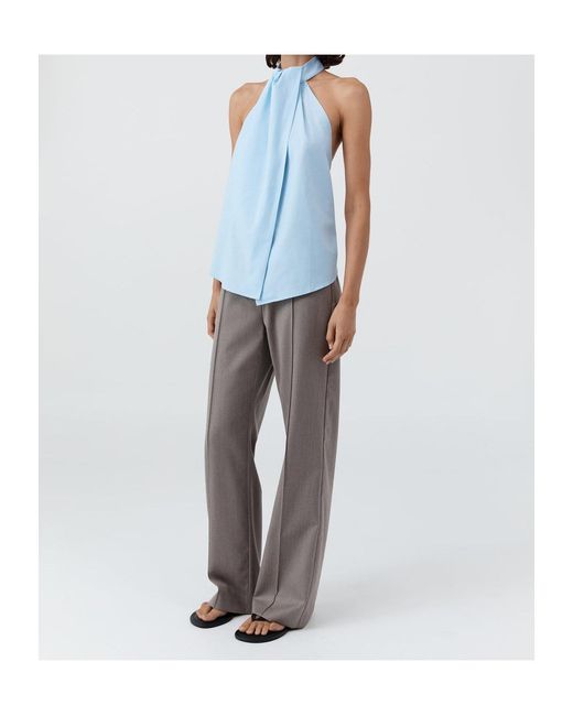 St. Agni Blue Halter Tie-Back Top