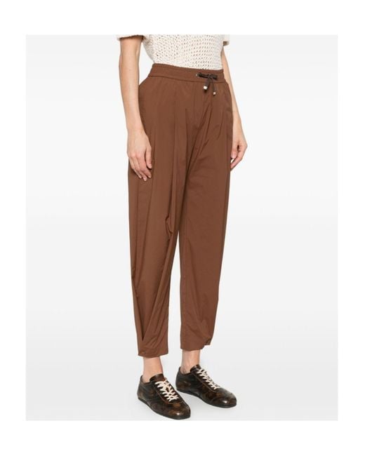 Herno Brown Lightweight Drawstring Cropped Trousers