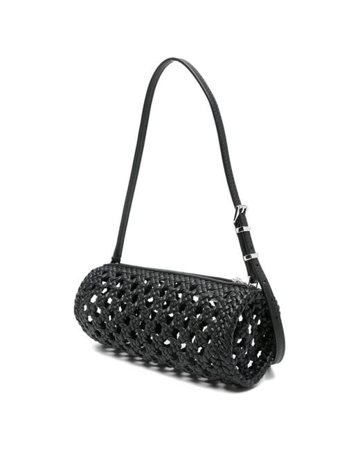 Michael Kors Black Michael Izzy Small Crocheted Barrel Pochette