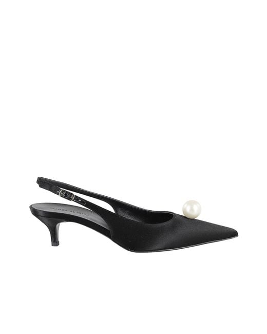 Magda Butrym Black Magda Burtym Embellished Slingback Satin Pumps