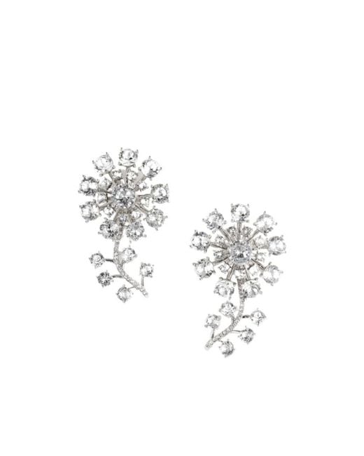 Self-Portrait White Flower Crystal Earrings