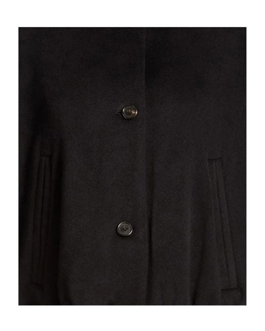 Max Mara Black Solid-Color Cashmere Coat